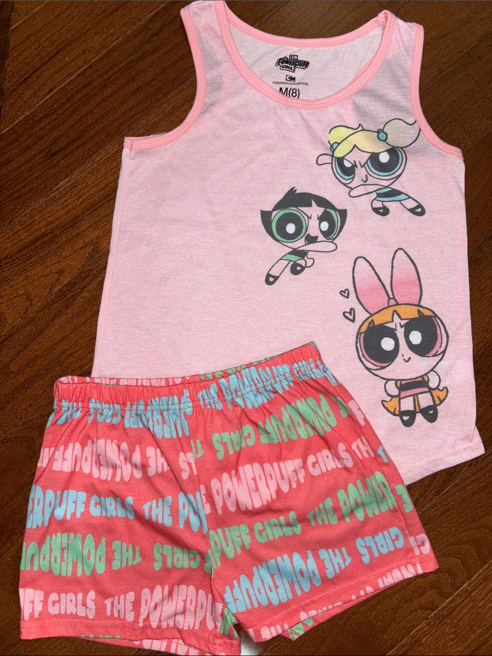 Cartoon Network Powerpuff Girls Pink Tank Top & Coral Logo Shorts Set